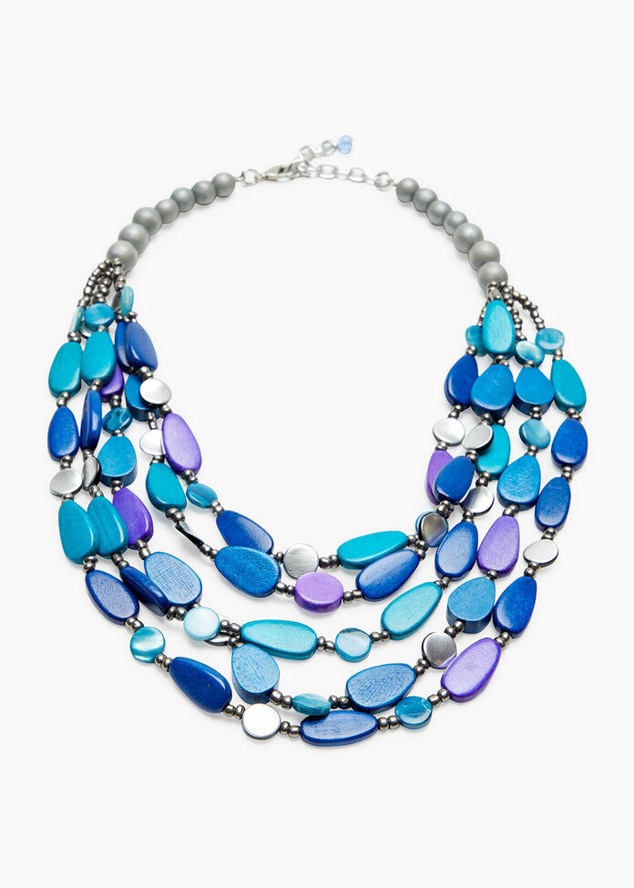 Blue Bead Layered Necklace, , hi-res