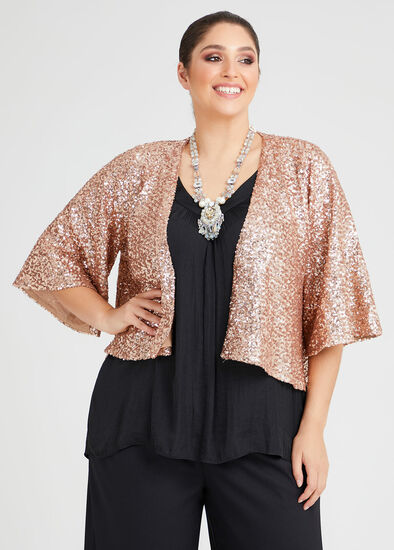 Plus Size Sparkle Sequin Lined Shrug