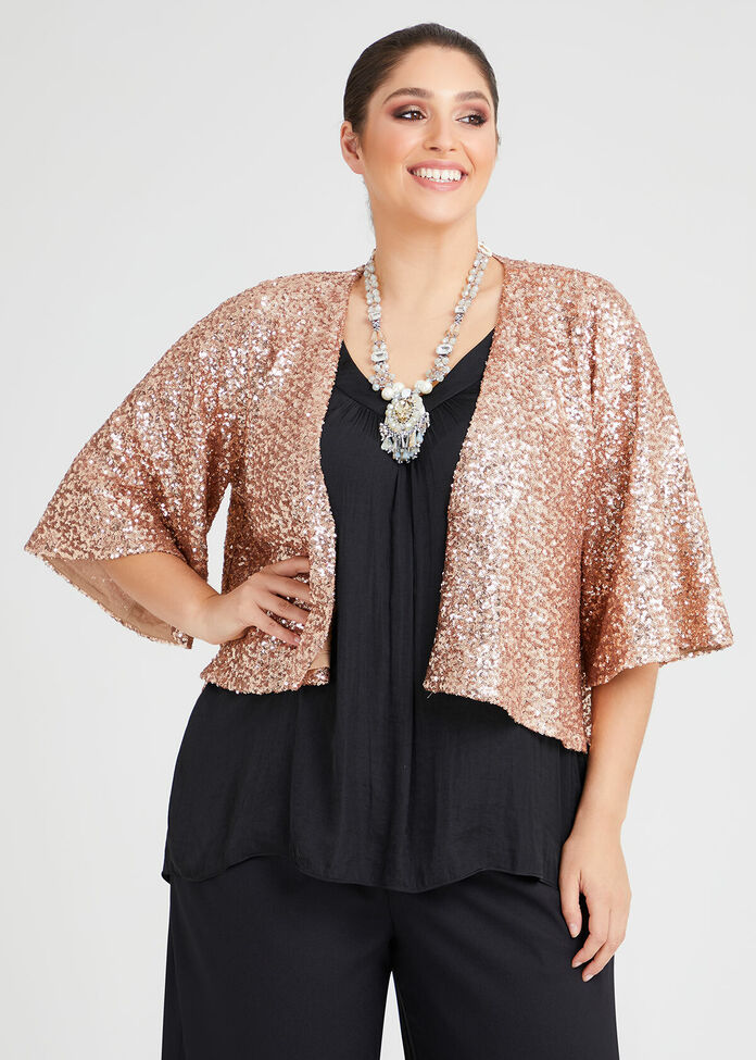 Sparkle Sequin Lined Shrug, , hi-res