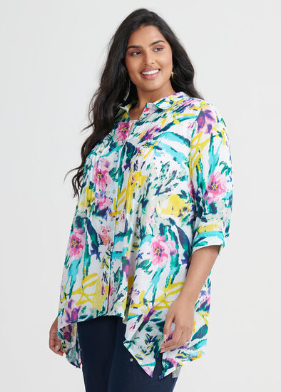 Plus Size Cotton Painterly Shirt