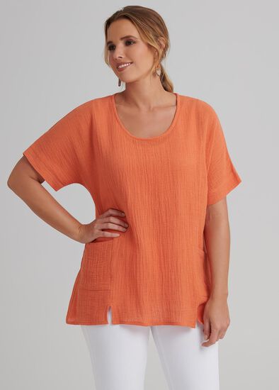 Plus Size Linen Spliced Top