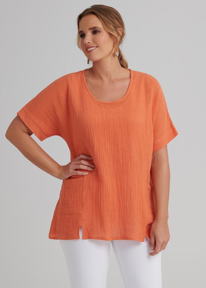 Linen Spliced Top, , hi-res