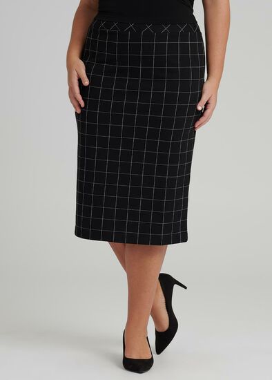 Plus Size Checkmate Pencil Skirt