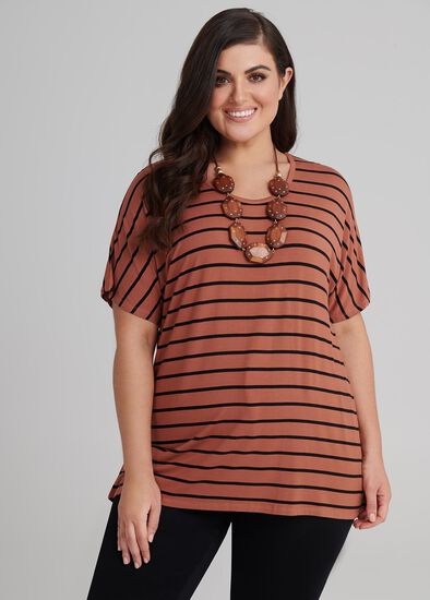 Plus Size Stripe Bamboo Ss Top