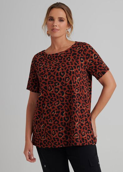 Plus Size Foil Leopard Top