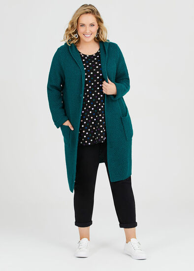 Plus Size Textured Hooded Cardigan