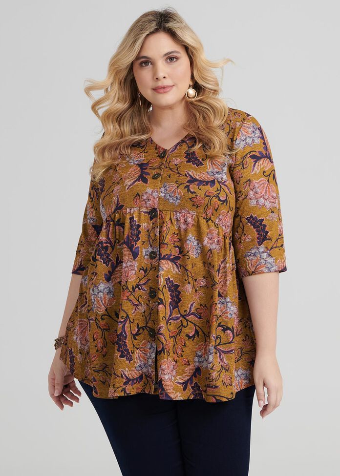 Ethnic Floral Top, , hi-res