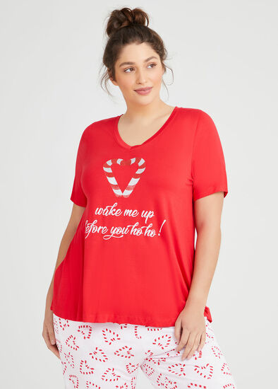 Plus Size Bamboo Xmas Pyjama Top