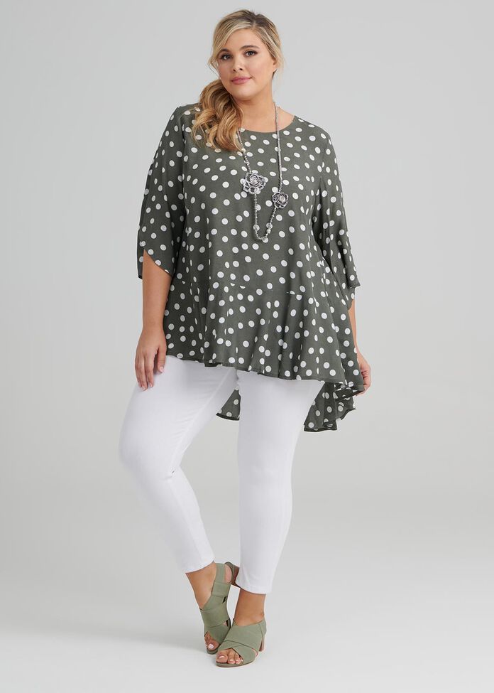 Polka Dot Ruffle Tunic, , hi-res