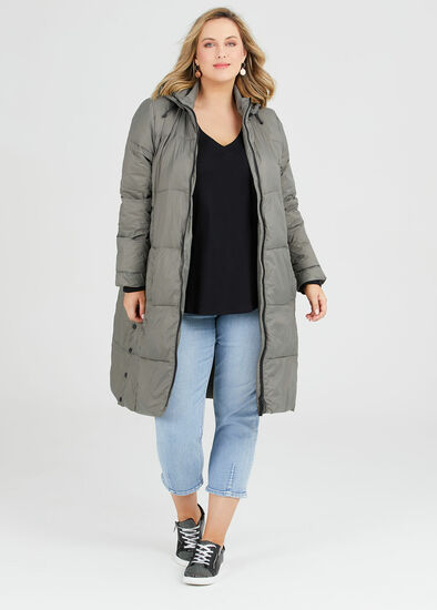 Plus Size Long Line Puffer Jacket