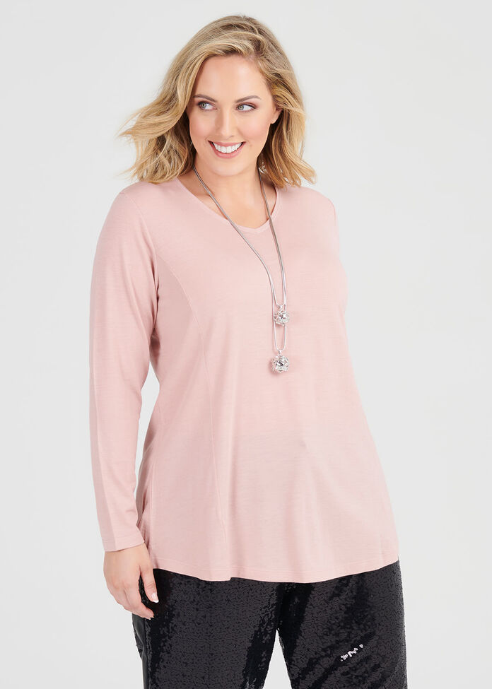 Wool Bamboo V-neck Top, , hi-res