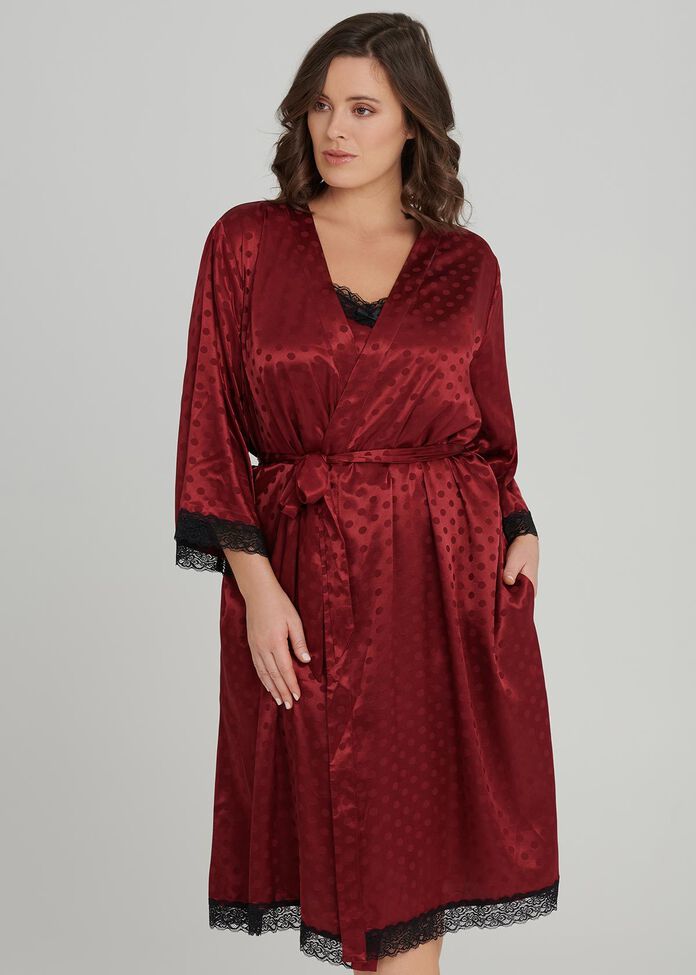 Lace Trim Robe, , hi-res