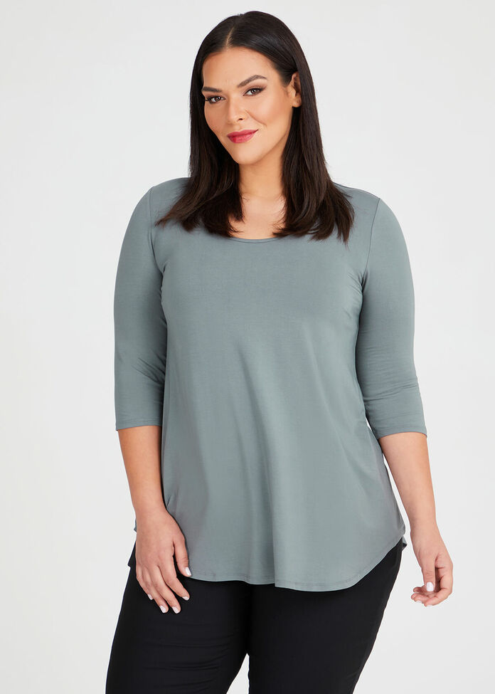 Bamboo Base 3/4 Sleeve Top, , hi-res