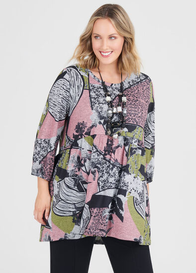 Plus Size Cosy Print Mix Tunic