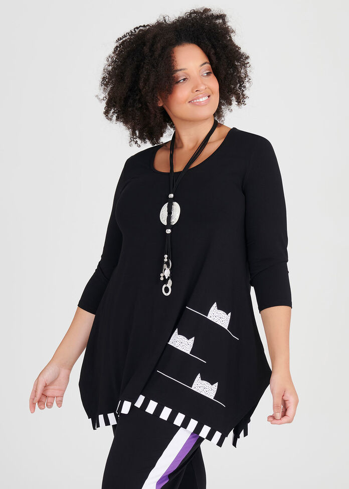 Natural Cat On The Line Tunic, , hi-res