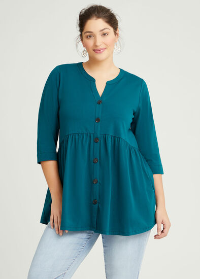 Plus Size Organic Tiered Button Tunic