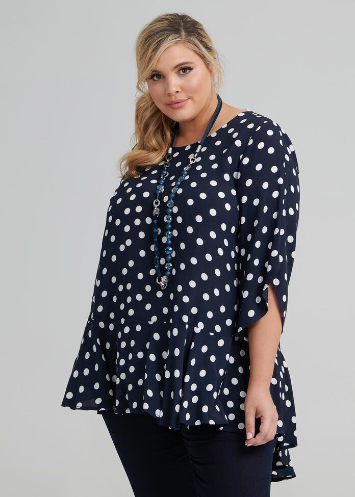 Polka Dot Ruffle Tunic, , hi-res