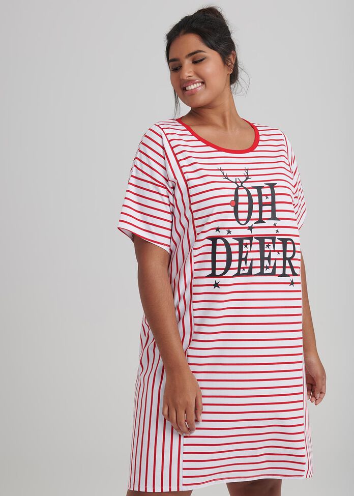 Oh Deer Stripe Nightie, , hi-res