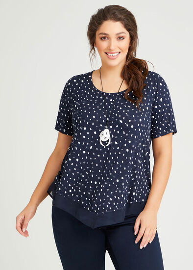 Plus Size Bamboo Spot Angled Hem Top