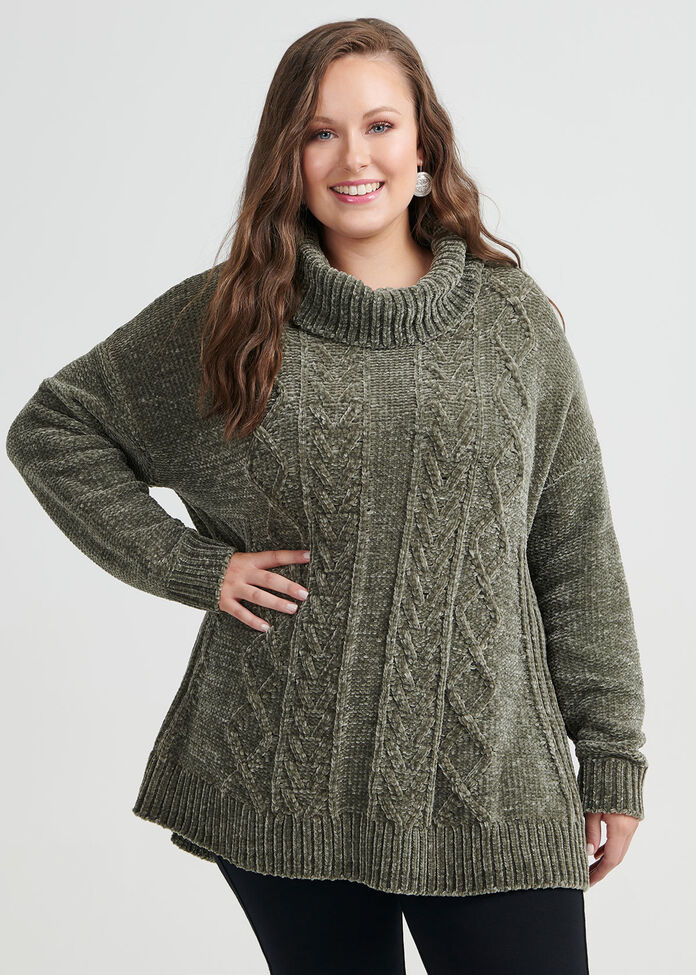 Cable Turtle Neck Jumper, , hi-res