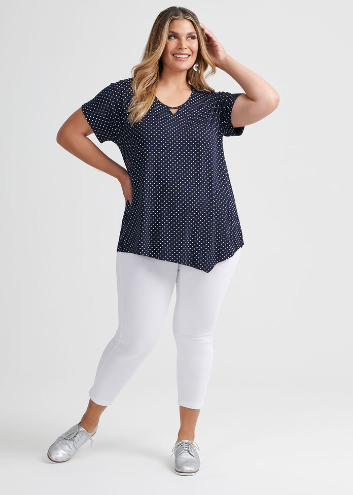 Bamboo Foil Short Sleeve Spot Top, , hi-res