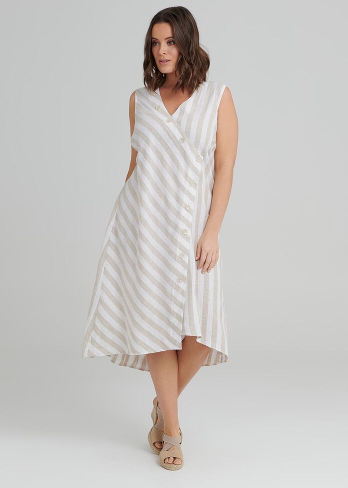 Santo Stripe Linen Dress, , hi-res