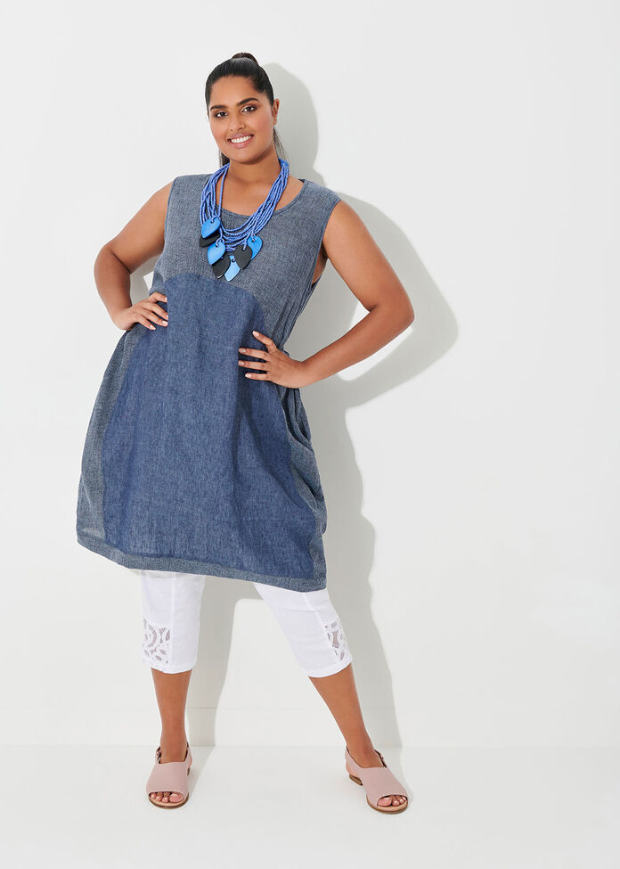 Simply Blues Linen Dress, , hi-res