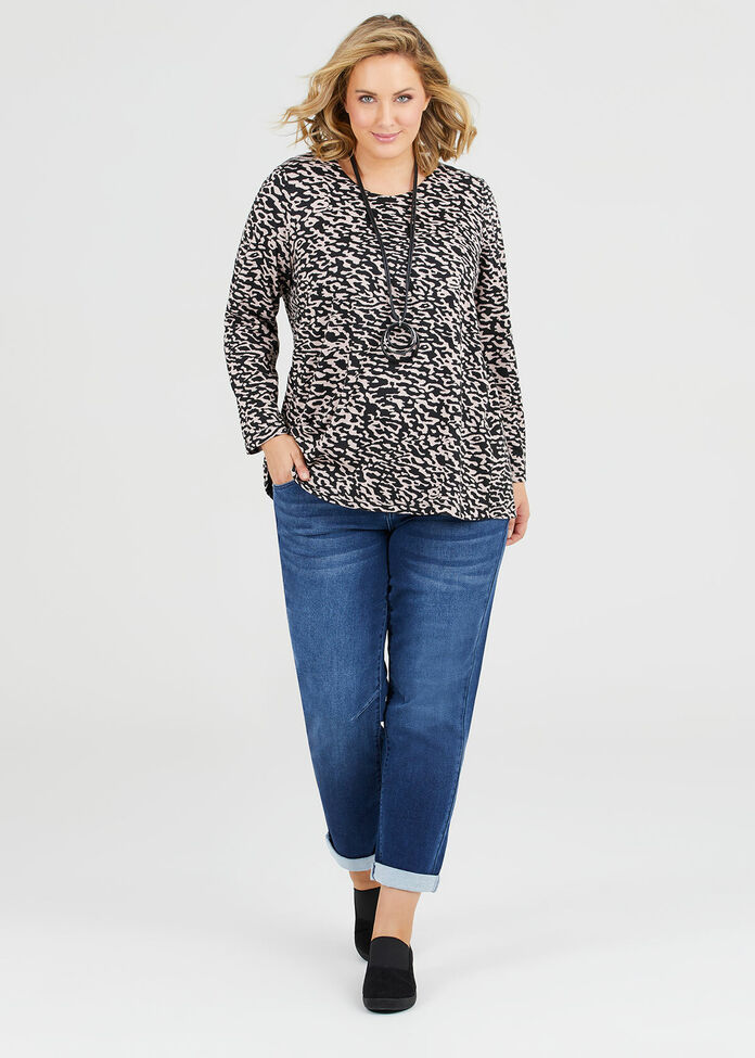 Animal Jacquard Zip Top, , hi-res