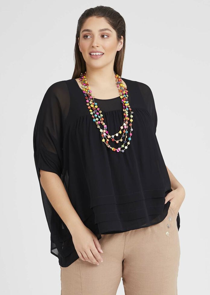 Natural Boho Pleat Top, , hi-res