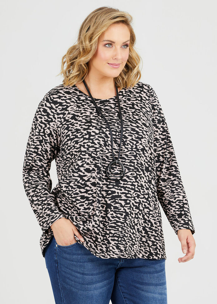 Animal Jacquard Zip Top, , hi-res