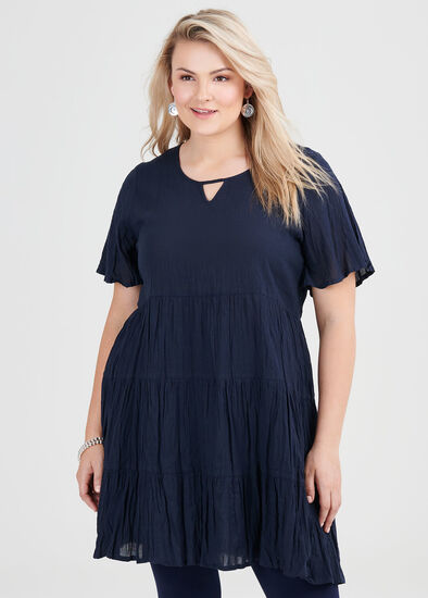 Plus Size Cotton Tiered Tunic