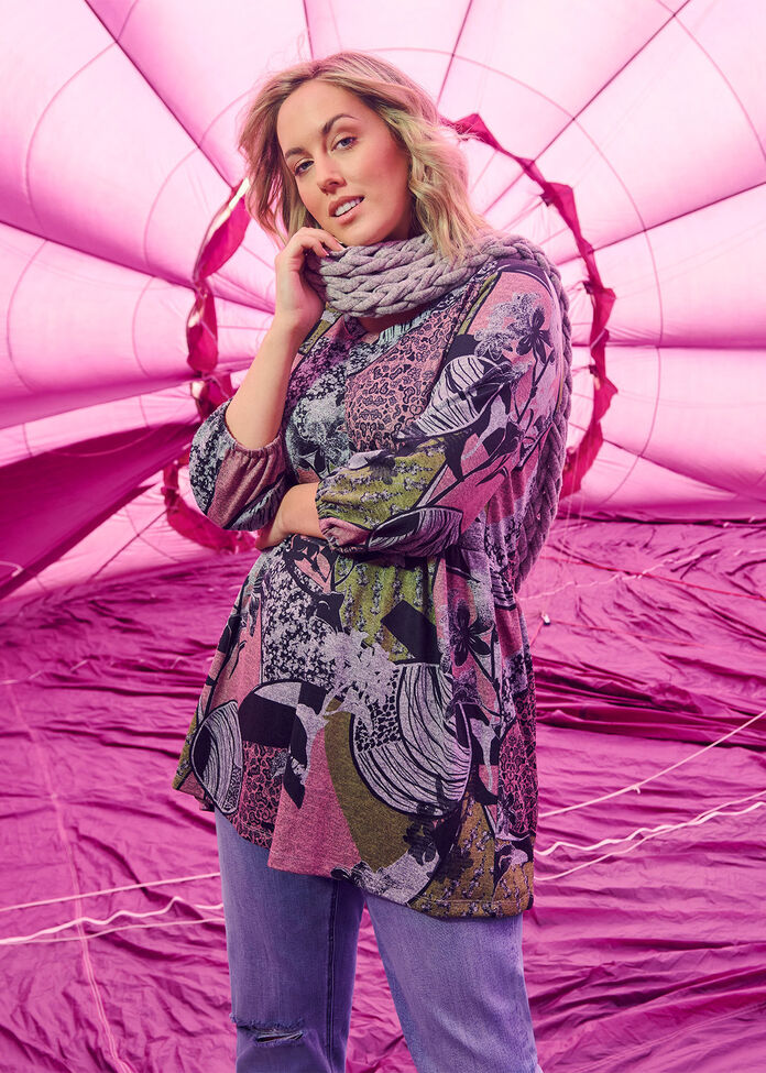 Cosy Print Mix Tunic, , hi-res