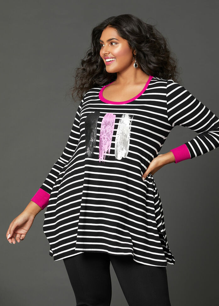 Viscose Effortless Stripe Top, , hi-res