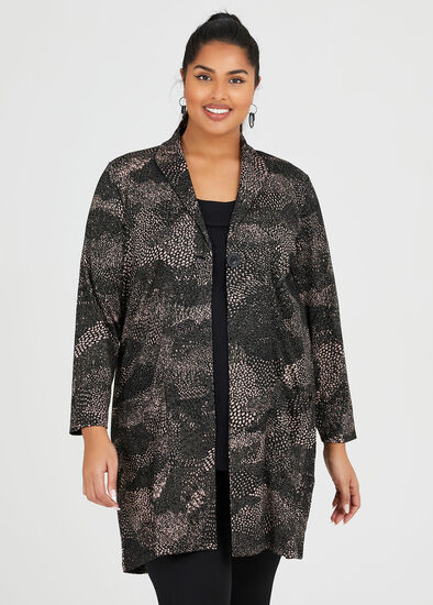 Plus Size Jacquard Knit Cardigan