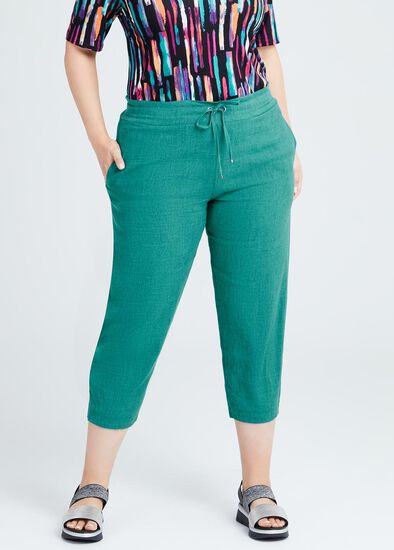 Plus Size Linen Stretch Essie Crop Pant