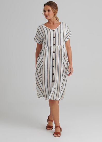 Plus Size Stripe Linen Dress