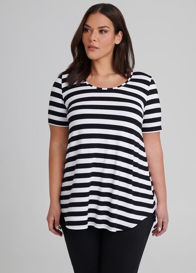 Plus Size Bamboo Stripe Short Sleeve Top