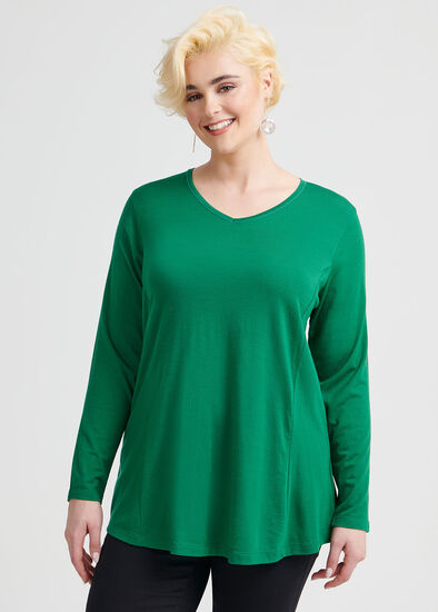 Plus Size Wool Bamboo V-neck Top