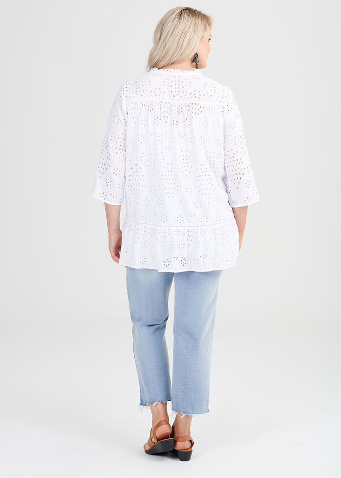 Natural Broderie Top, , hi-res