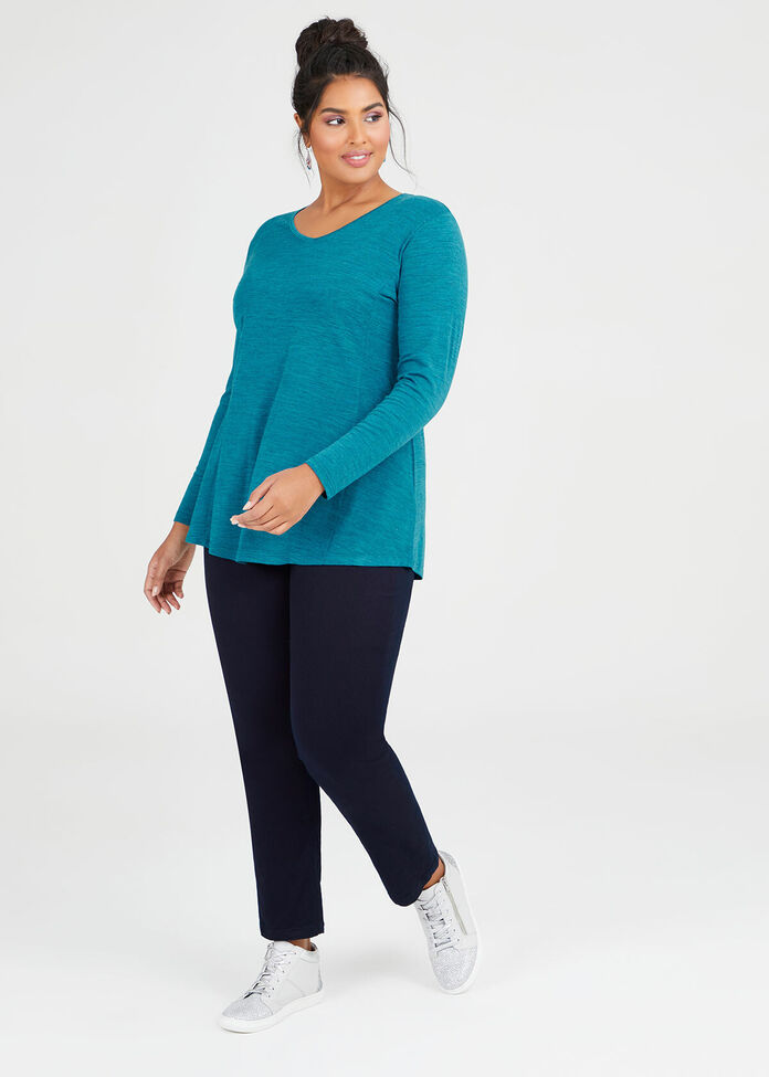 Wool Bamboo V-neck Top, , hi-res