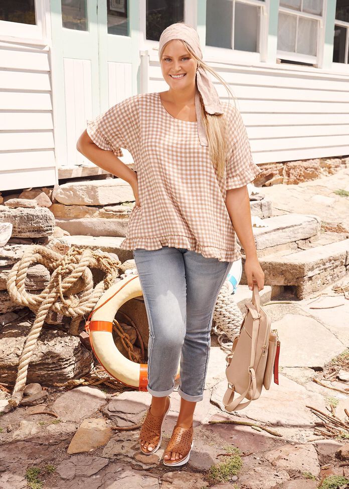 Coastal Gingham Top, , hi-res