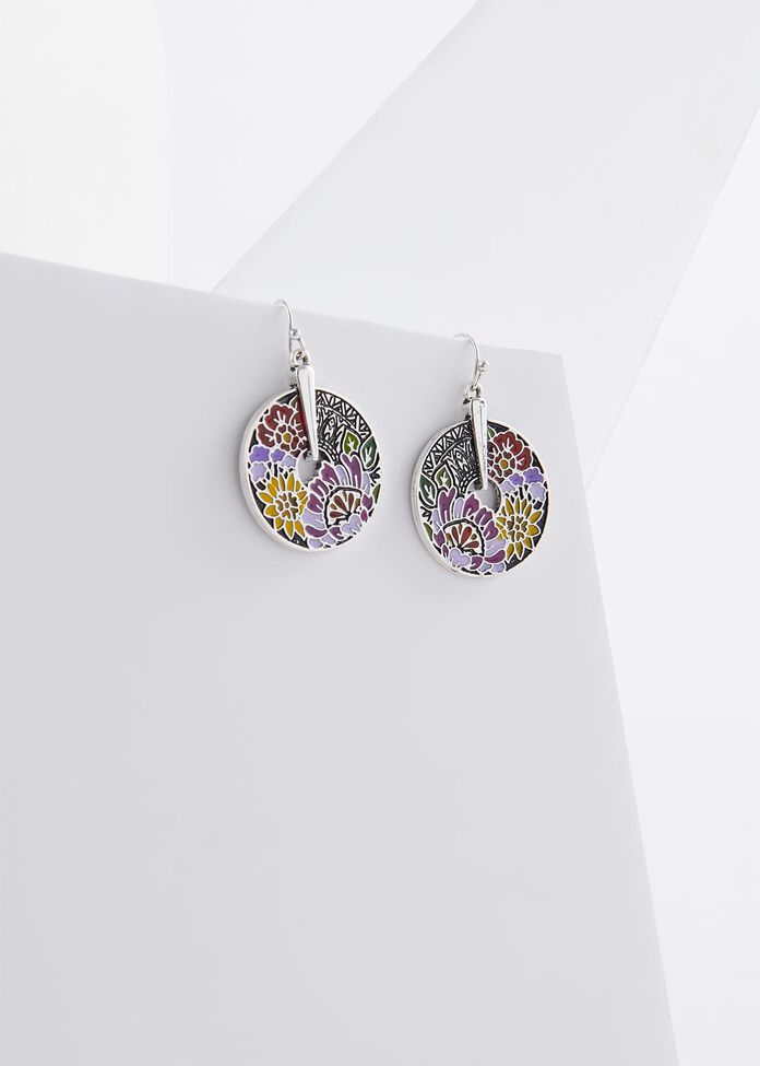 Enamel Flower Earrings, , hi-res