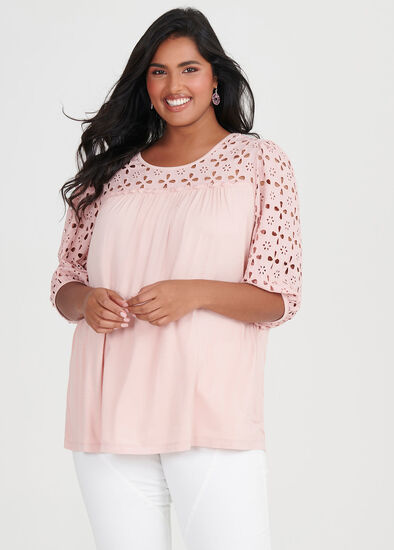 Plus Size Bamboo Broderie Trim Top