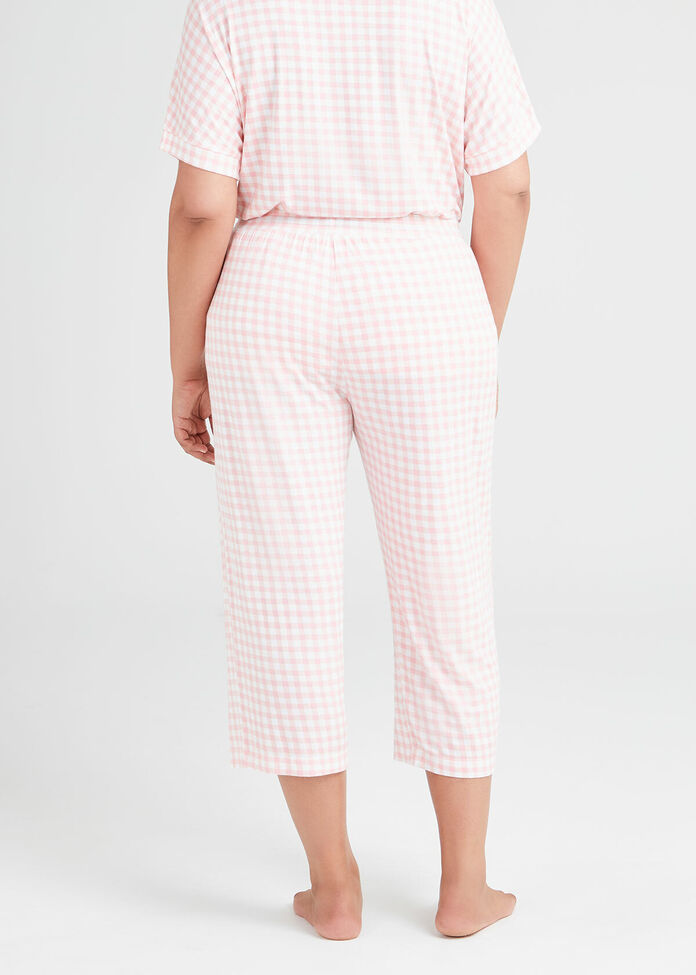 Bamboo Gingham Pyjama 3/4 Pant, , hi-res