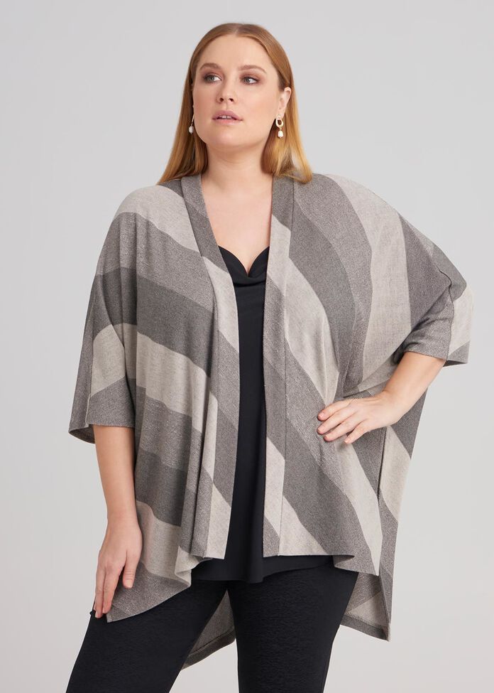 Stripe Knit Cardi, , hi-res