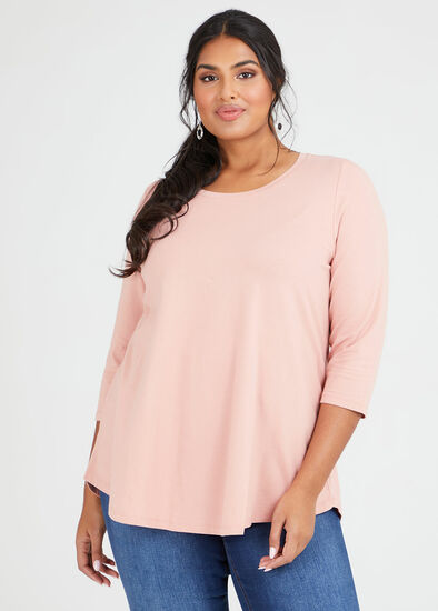 Plus Size Organic Crew Swing 3/4 Tee