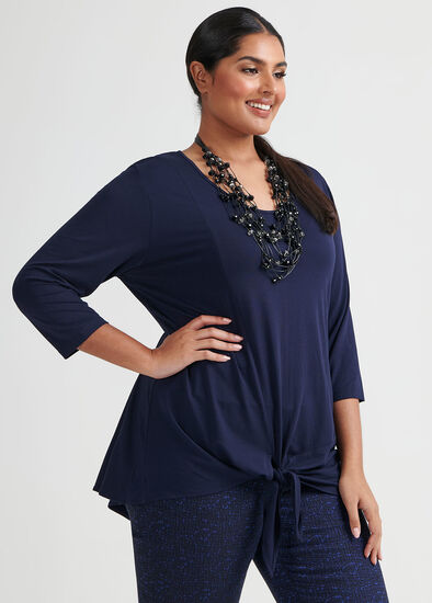 Plus Size Bamboo 3/4 Sleeve Tie Top