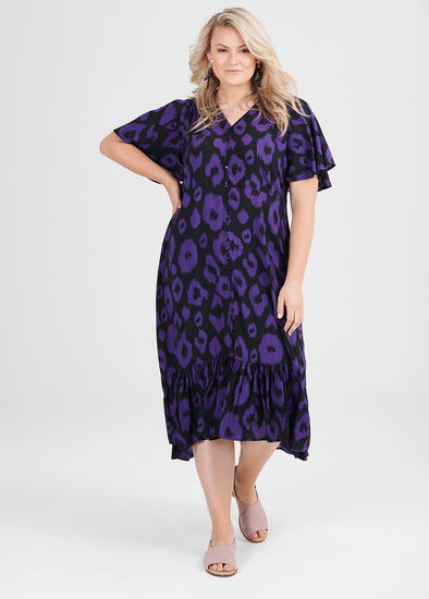 Plus Size Natural Ikat Print Dress