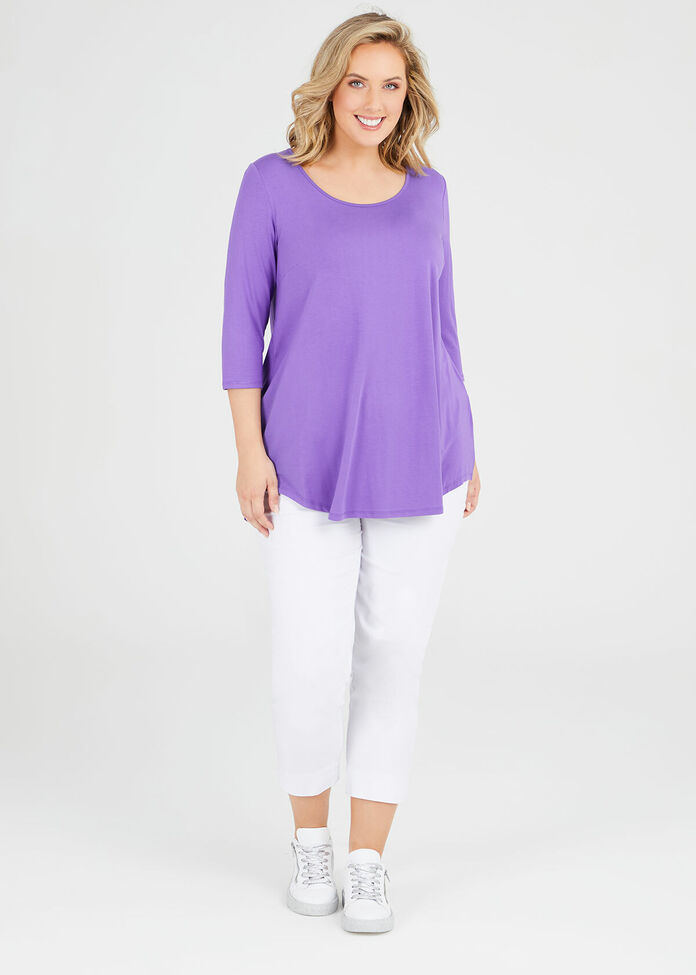 Bamboo Base 3/4 Sleeve Top, , hi-res