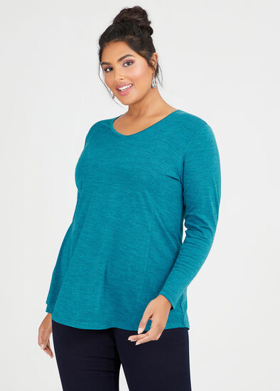 Plus Size Wool Bamboo V-neck Top